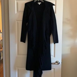 Black fringed long coat